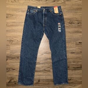 NWT Levis 501 Original Fit Jeans Straight Leg Button Fly 100% Cotton Blue 36x32